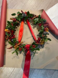 Christmas wreath with holly